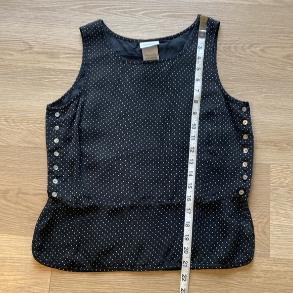 Laura Ashley Silk Polka Dot Tank Top Button Detail Black White Blouse Size 8 - Picture 7 of 7